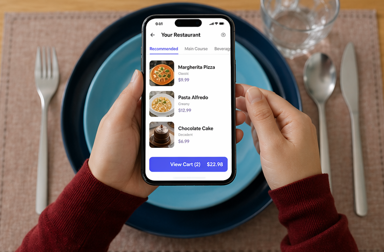Customer placing order on phone